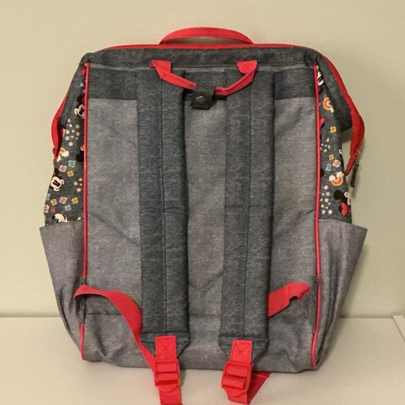 Disney Store Minnie Mouse Back Pack Chenille Bow Weekender Floral - Picture 3 of 6